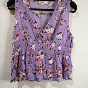 Rewind Purple Smocked Ruffled Blouse